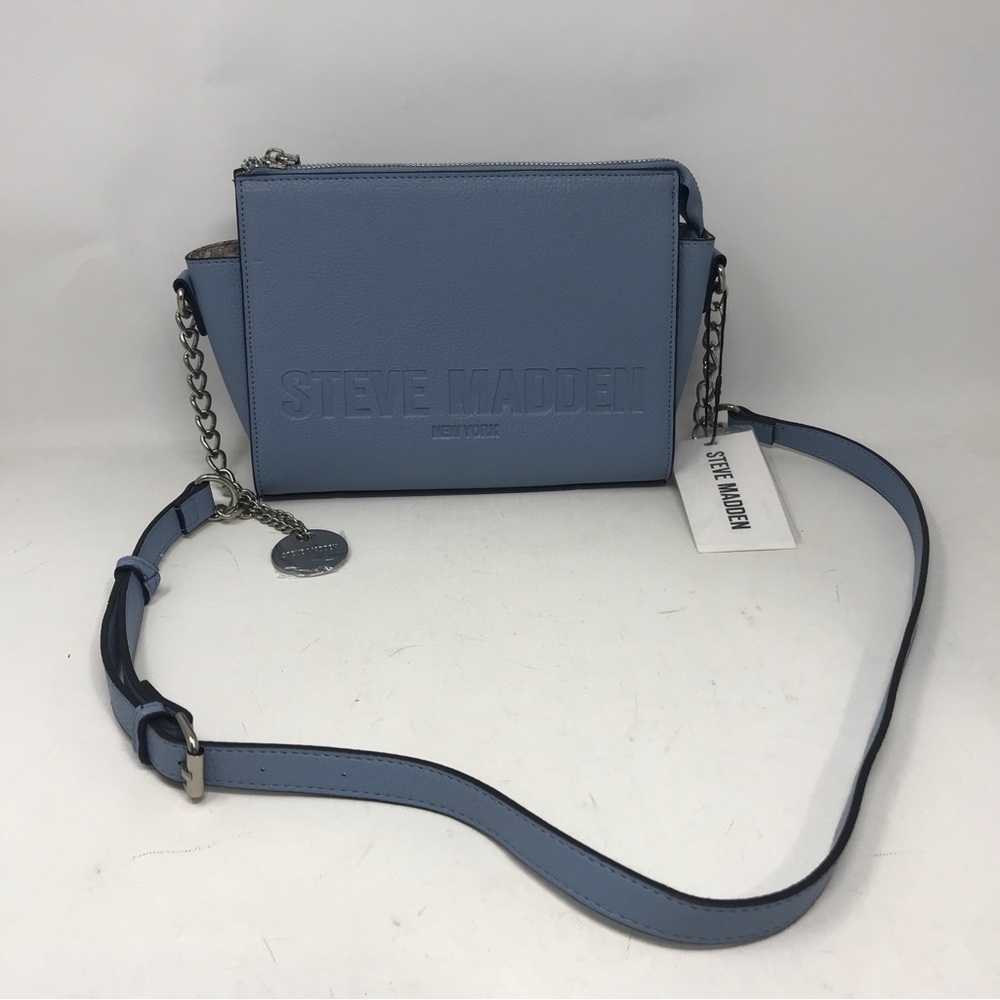 Steve Madden Blexi Placed Embossed Logo Crossbody, OS - Denim Blue